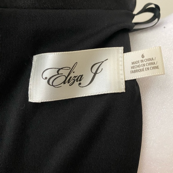 NEW Eliza J Long Sleeve Black Satin Collar Tuxedo Gown Dress Size 6 - Picture 8 of 8